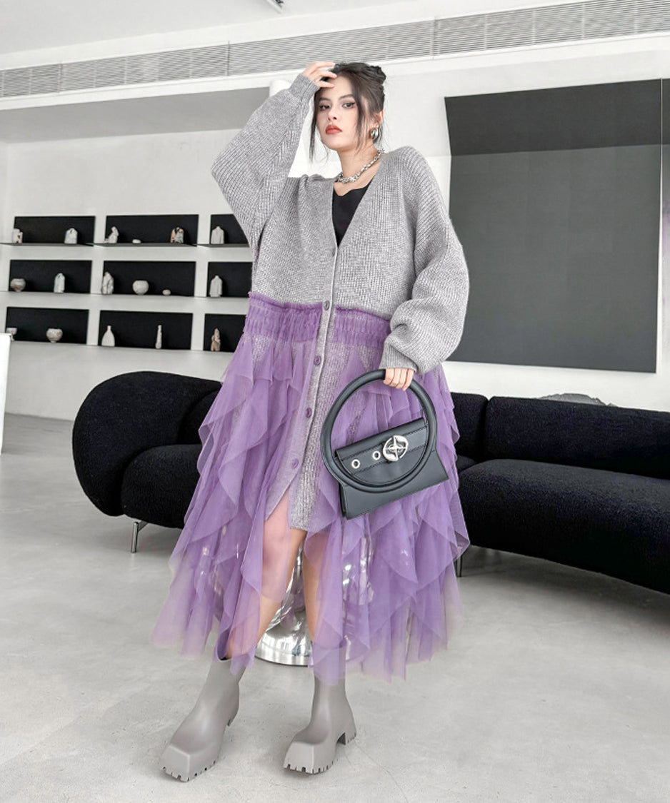 tiered mesh cardigan