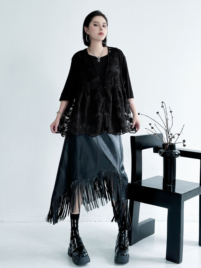 Lace flare vest