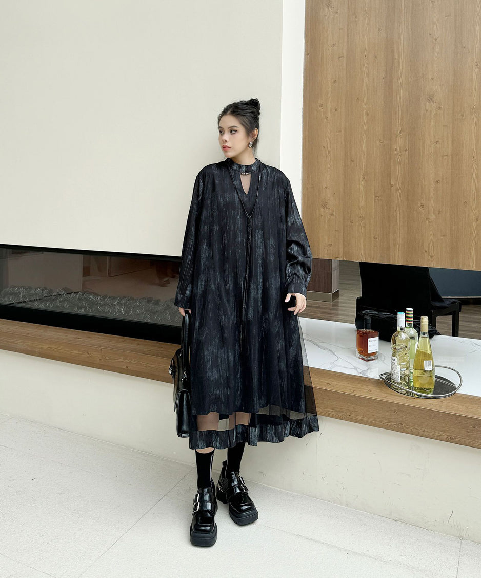 Mesh splicing dress