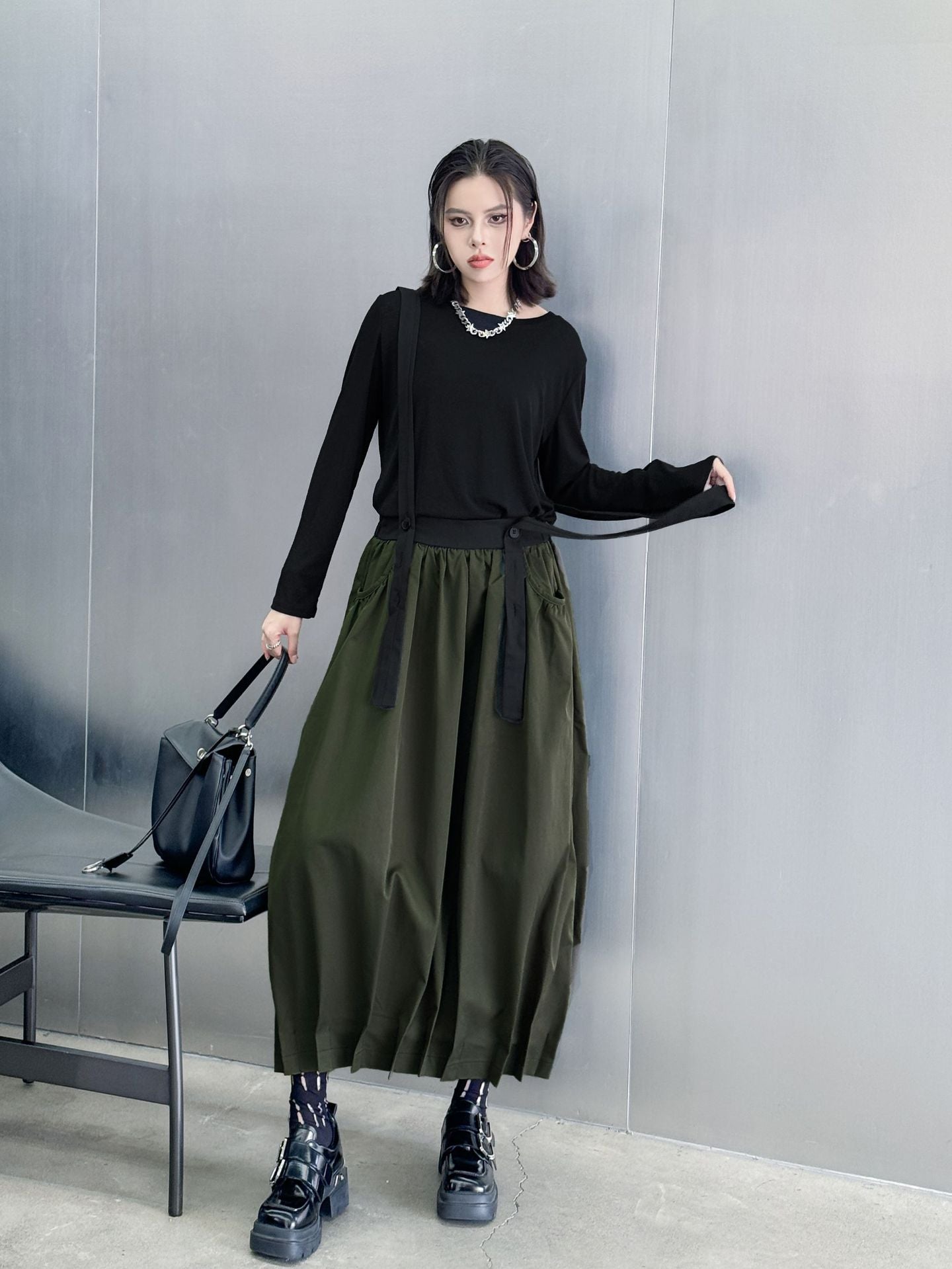 Hem Tuck Suspender Skirt