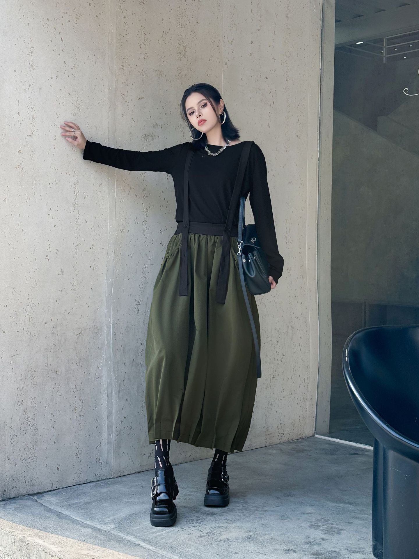 Hem Tuck Suspender Skirt