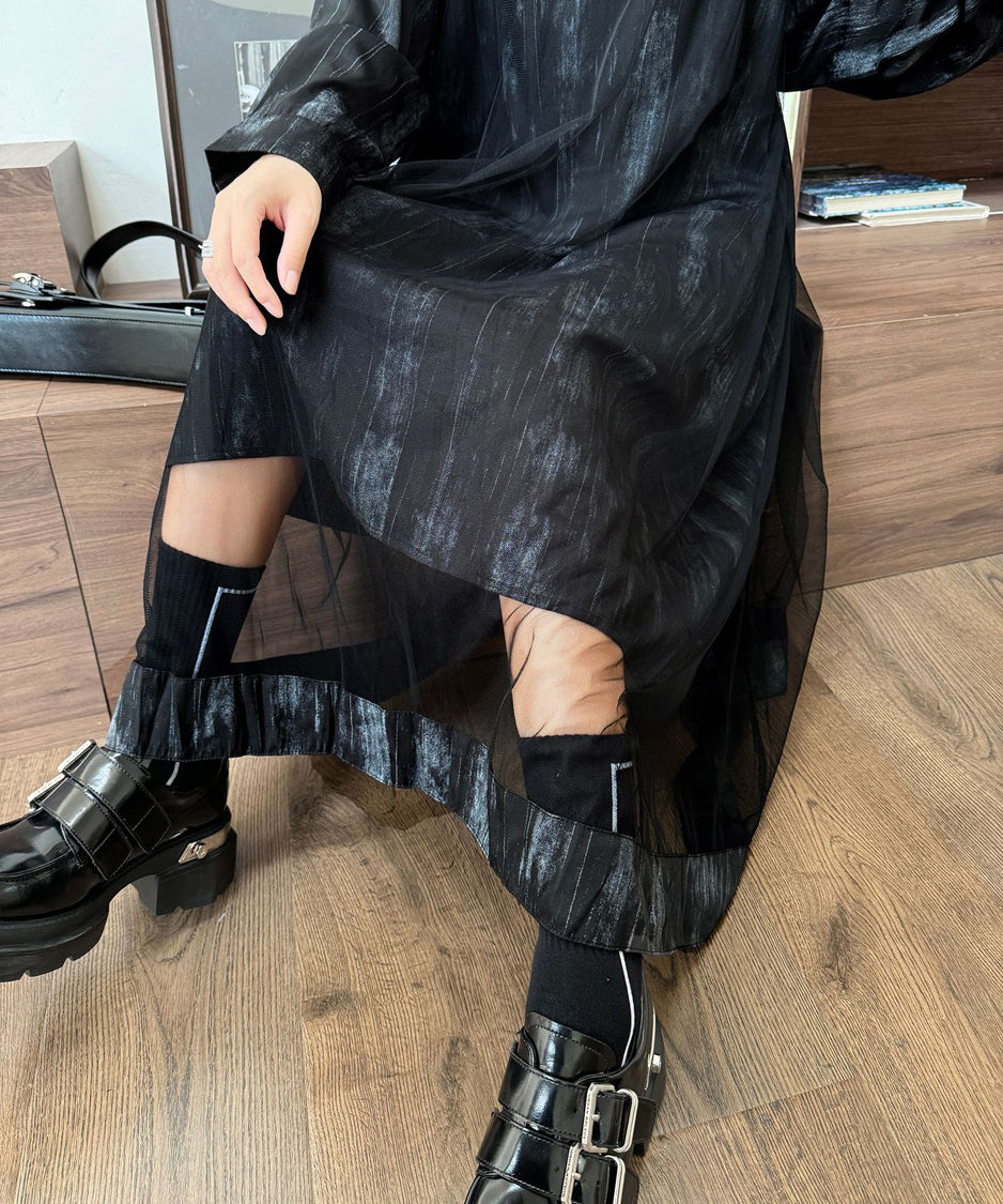 Mesh splicing dress