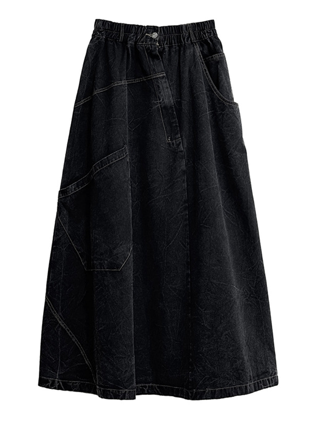 Big Pocket Denim Flare Skirt