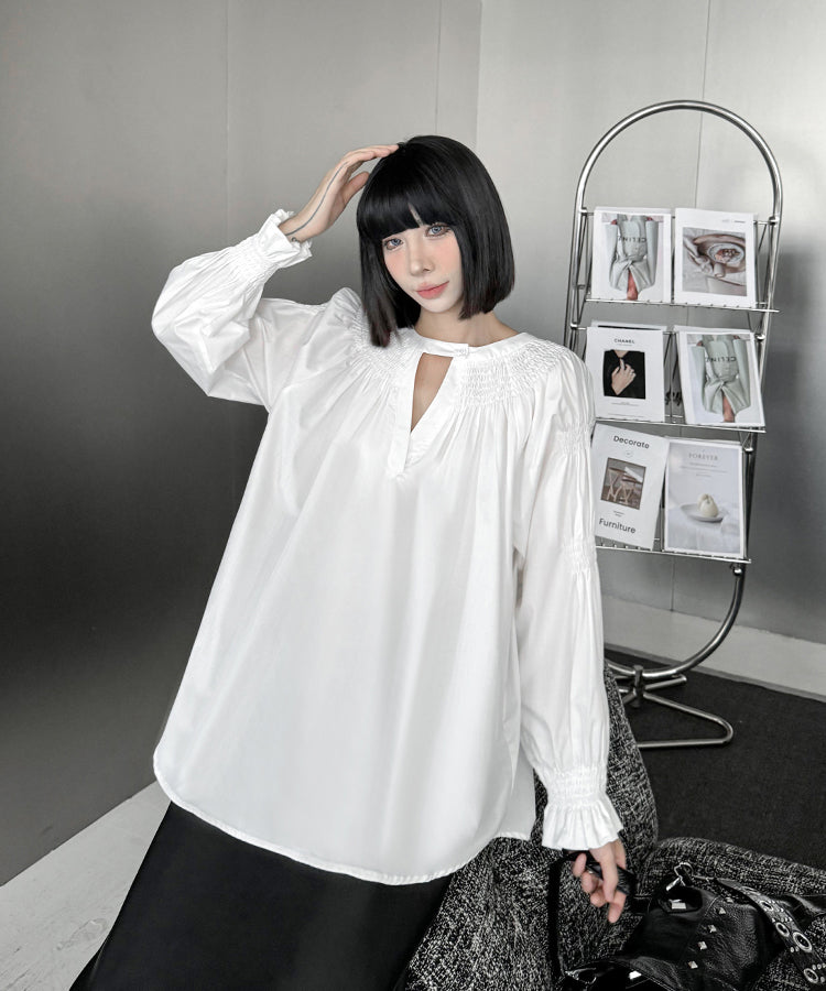 shirred blouse