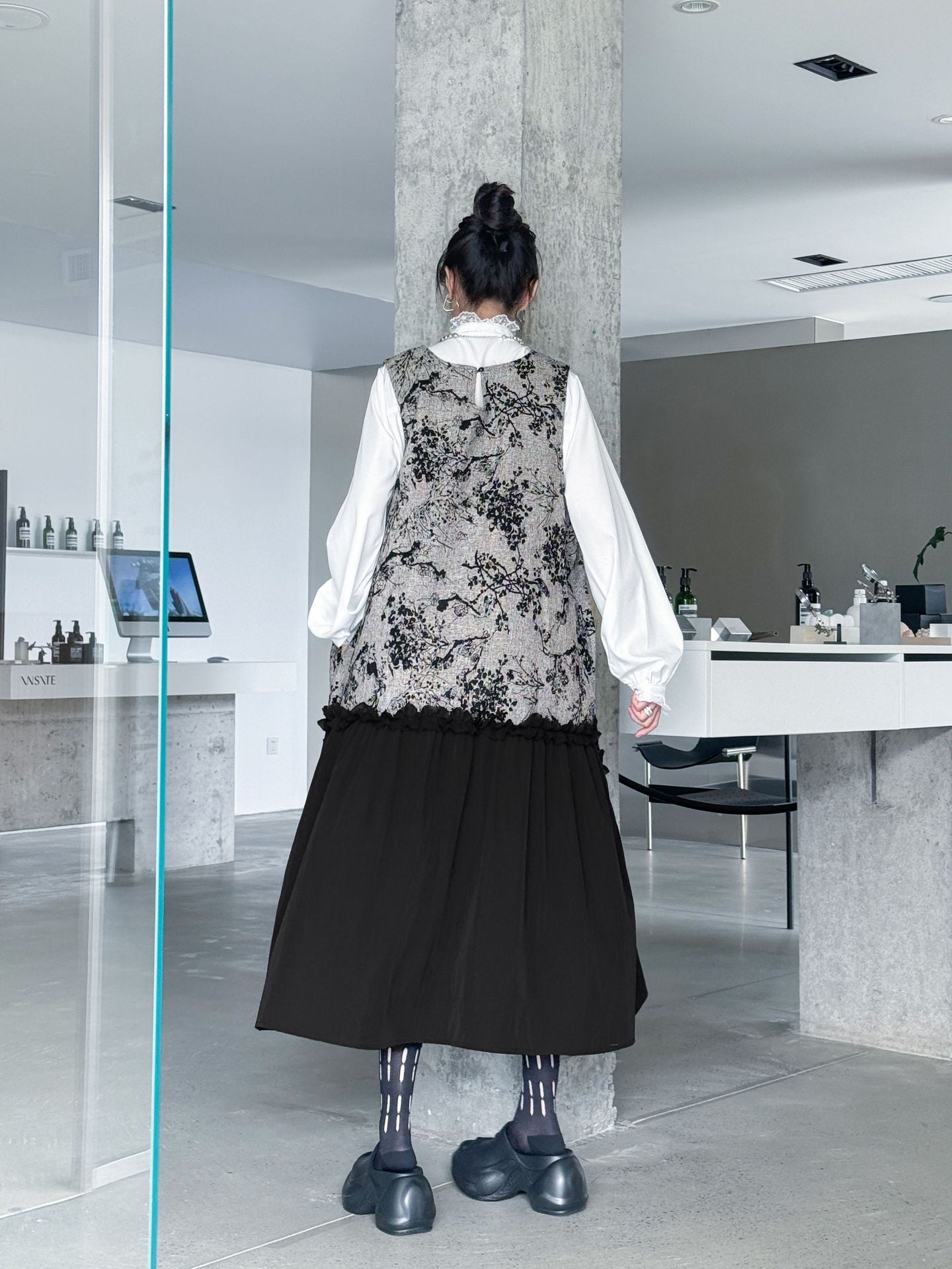 Jacquard splicing dress
