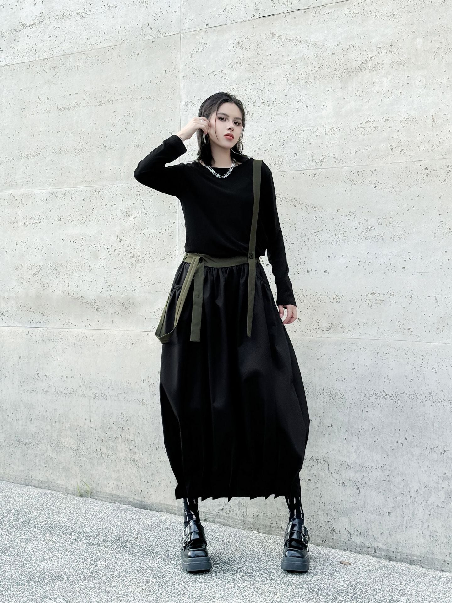 Hem Tuck Suspender Skirt