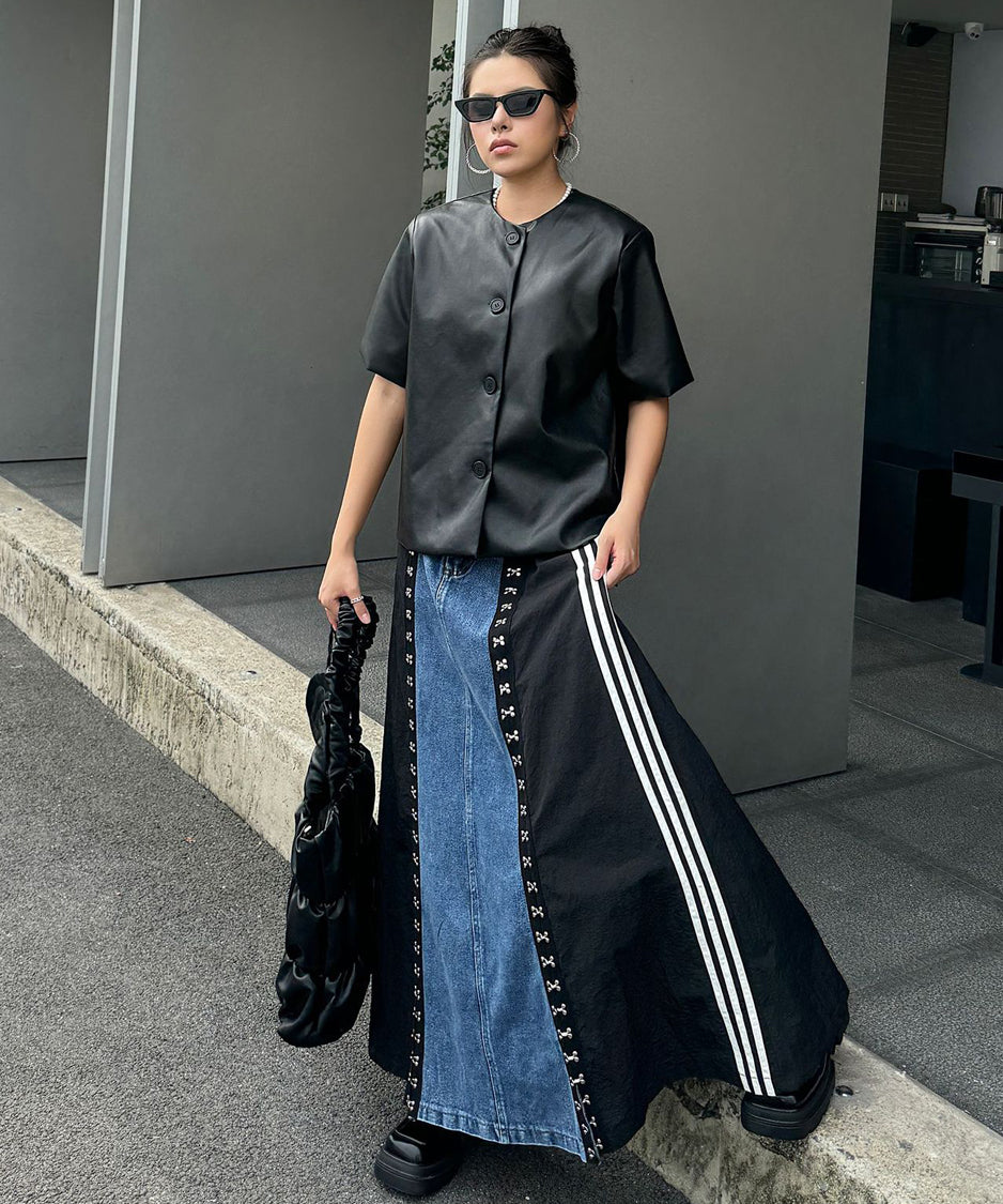 Sideline denim skirt