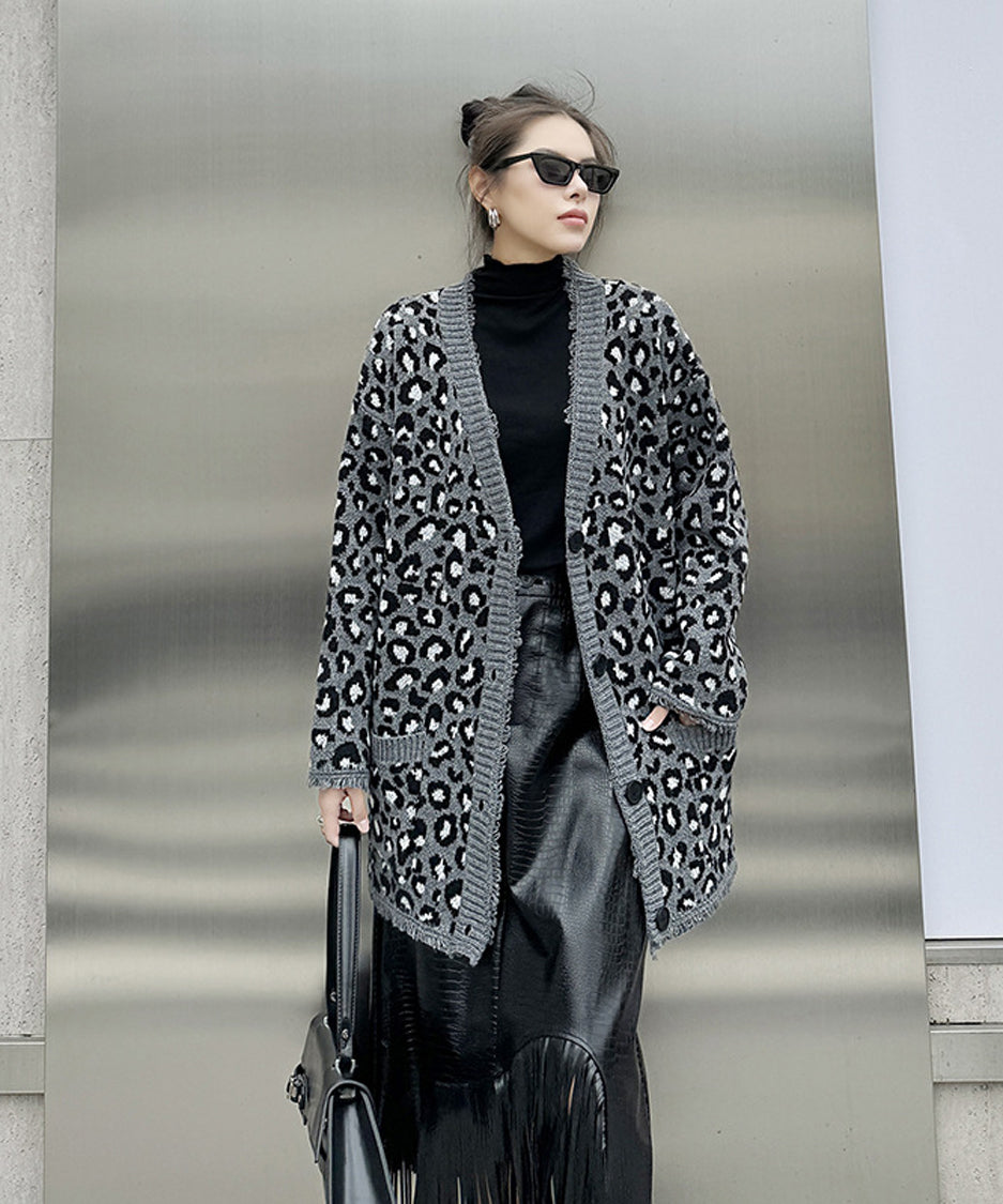 Leopard knit cardigan