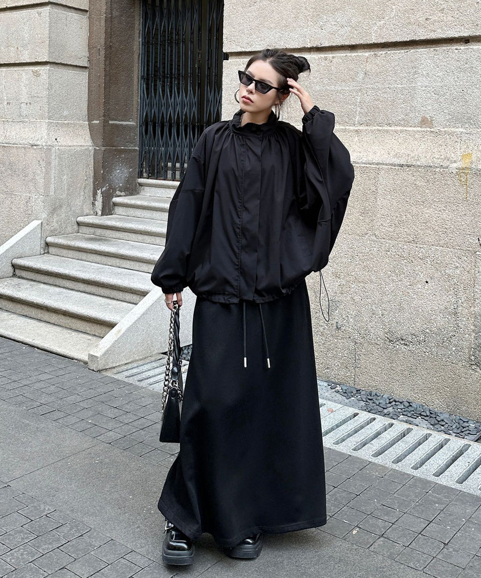 Bat Sleeve Zipper Blouson
