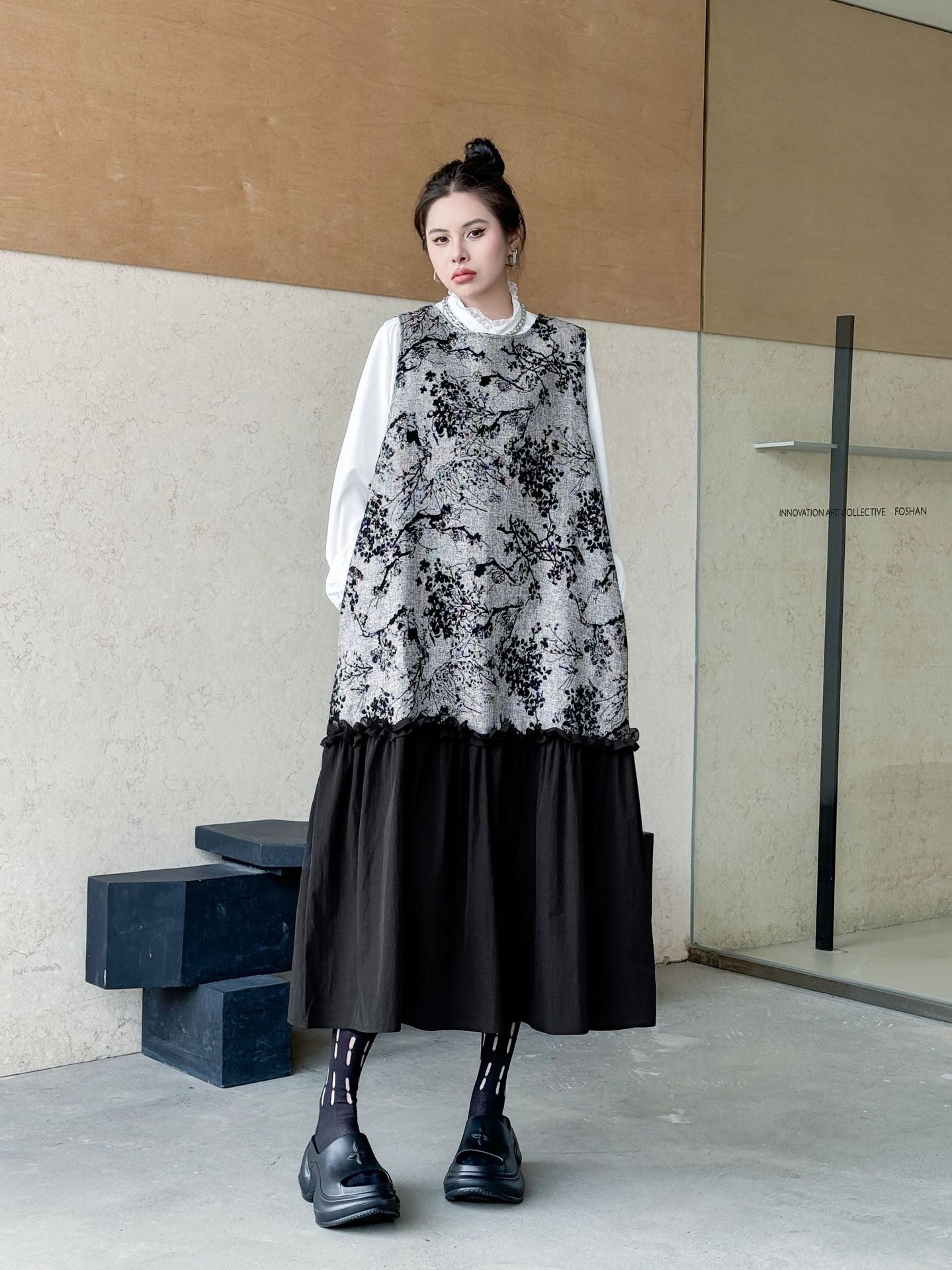 Jacquard splicing dress