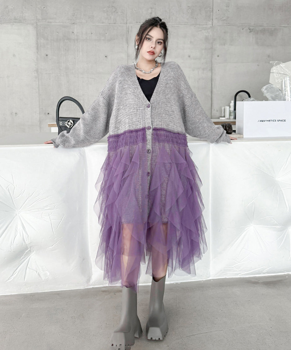 tiered mesh cardigan