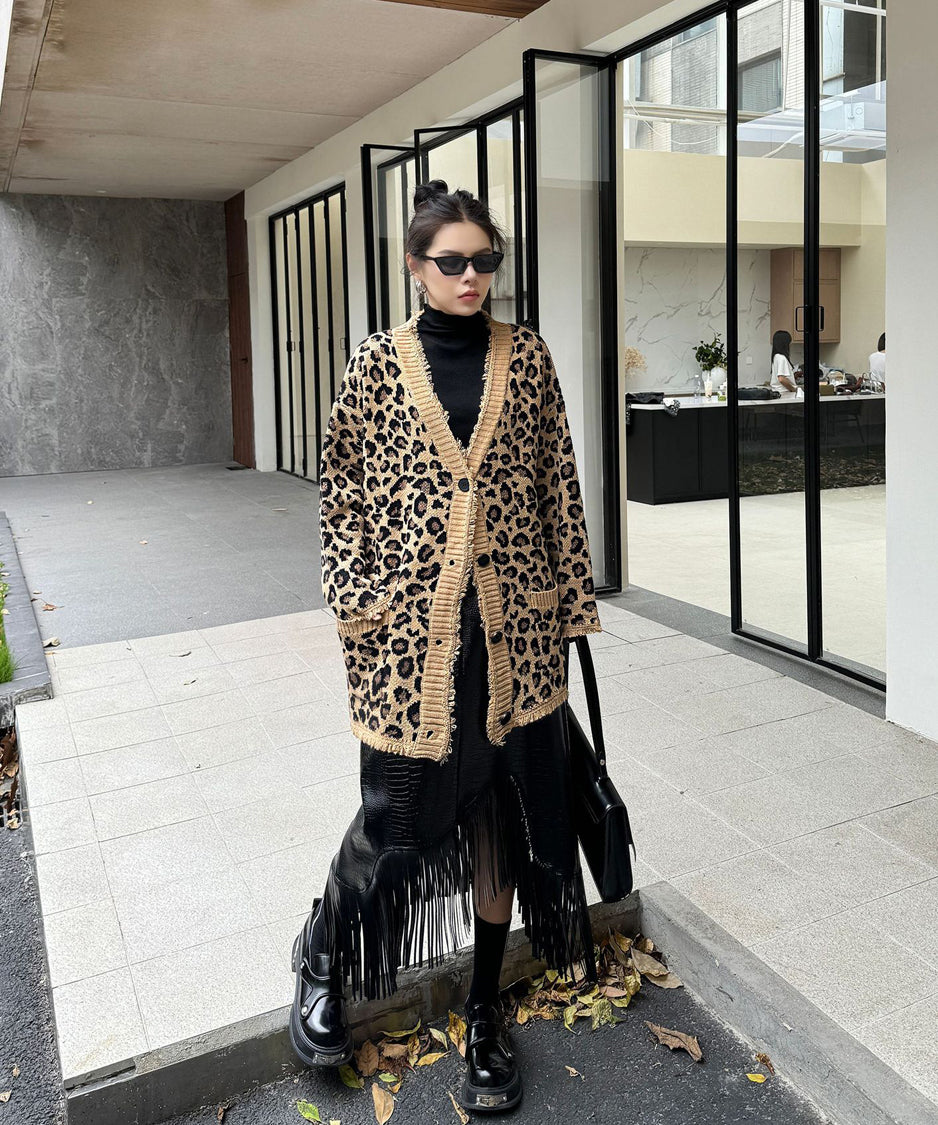 Leopard knit cardigan