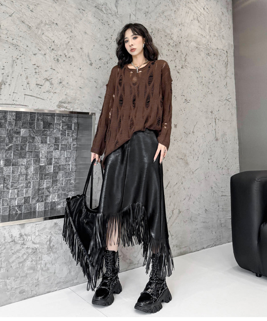 Ripped pullover knit