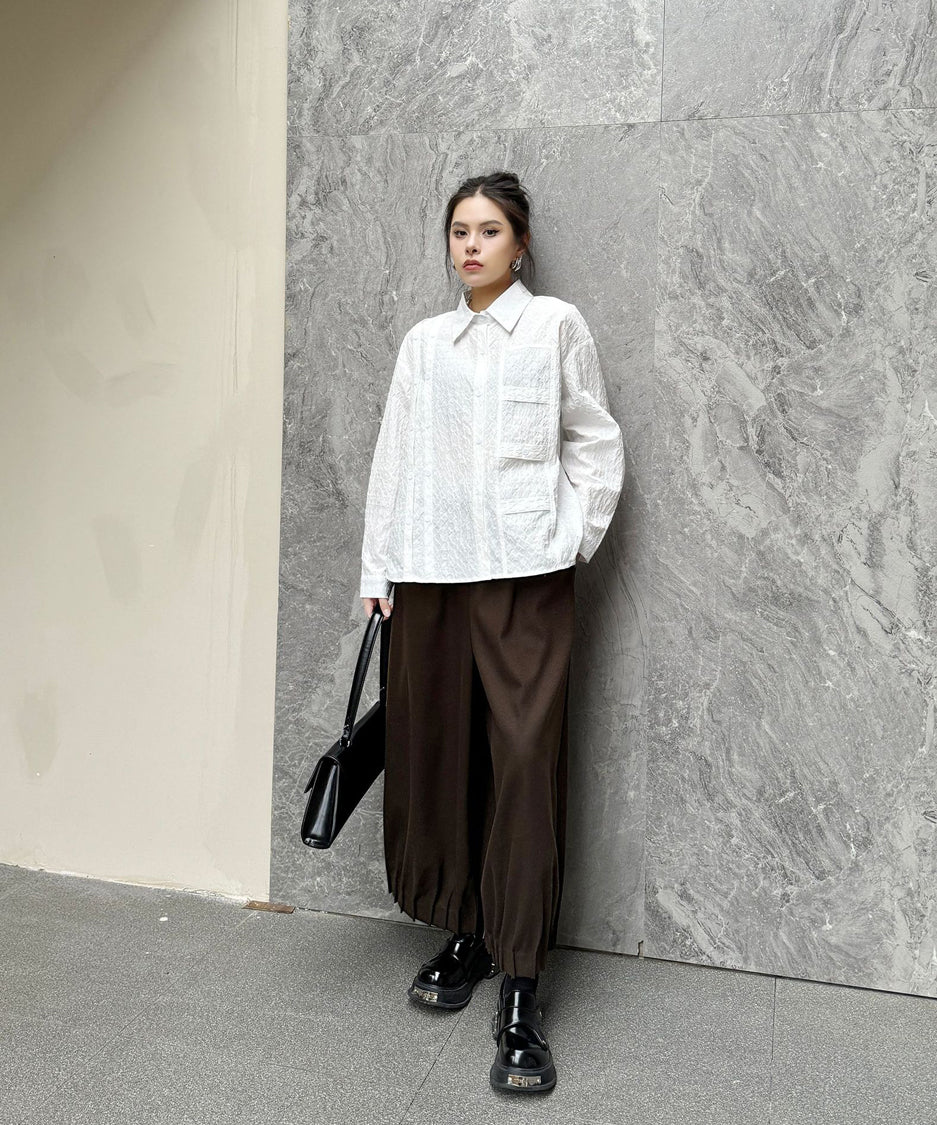 Cropped wide pants