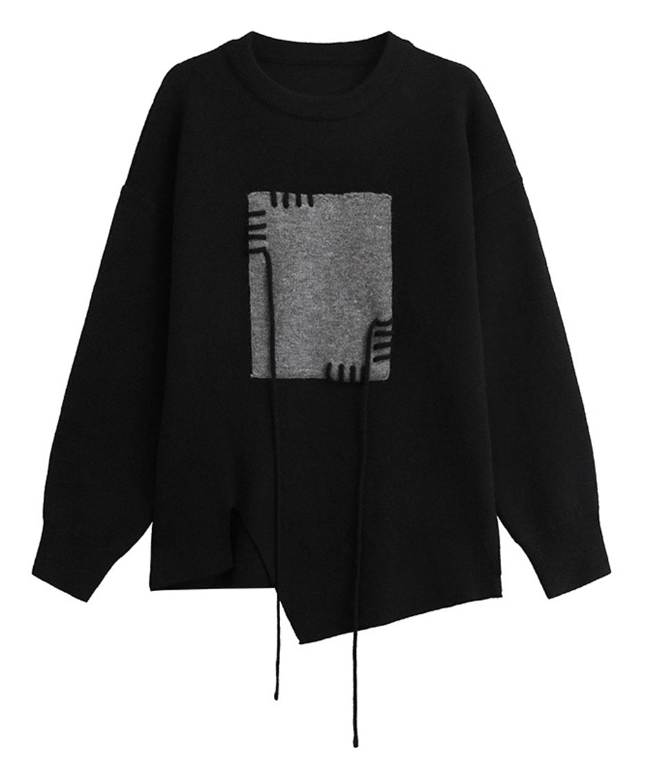 Contrast color jacquard sweater
