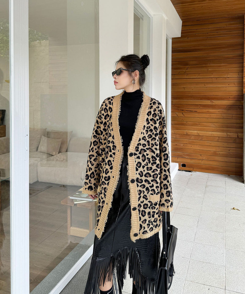Leopard knit cardigan