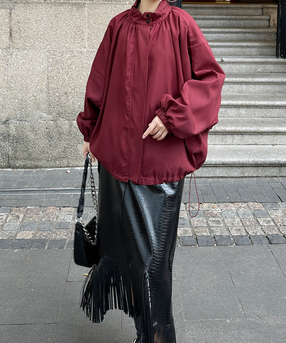 Bat Sleeve Zipper Blouson