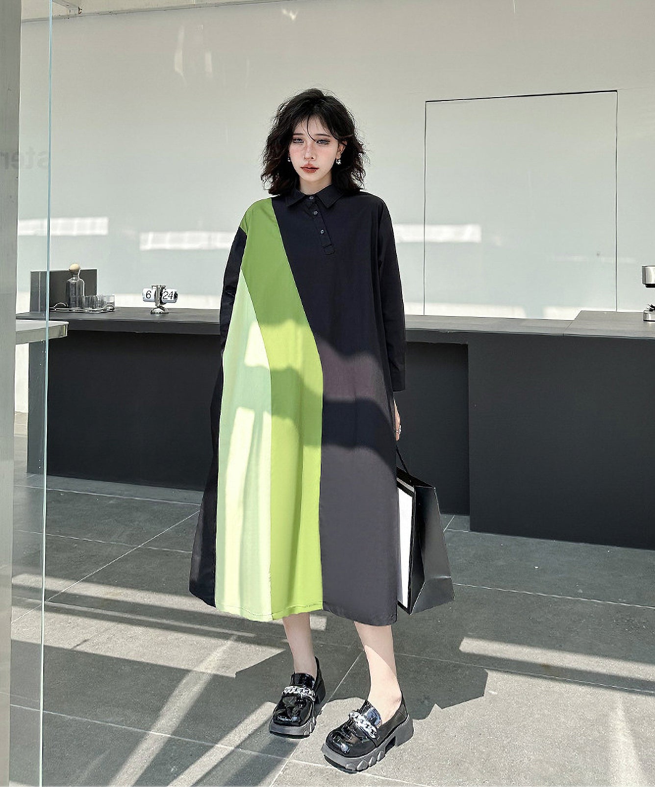 Contrast color polo dress