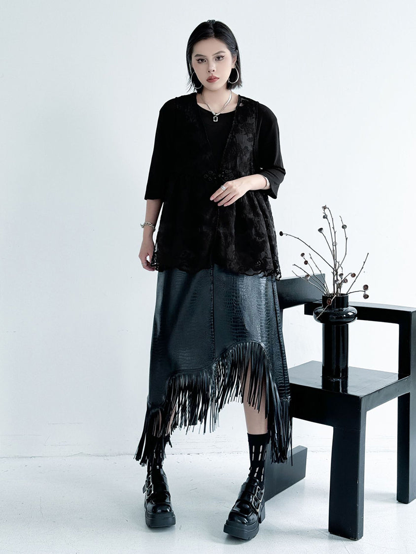Lace flare vest
