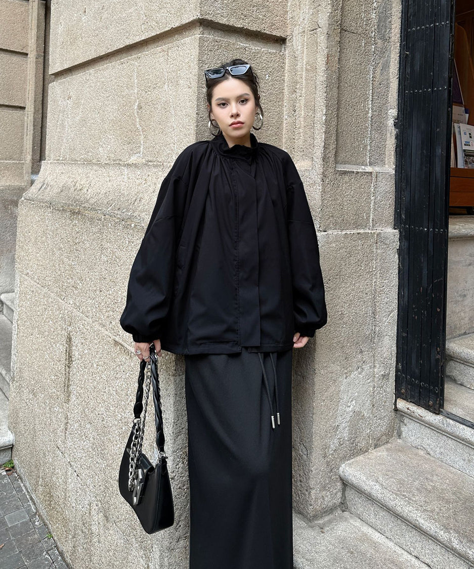 Bat Sleeve Zipper Blouson
