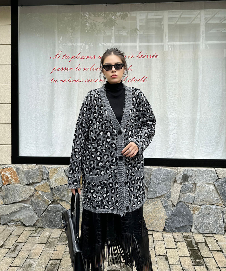 Leopard knit cardigan