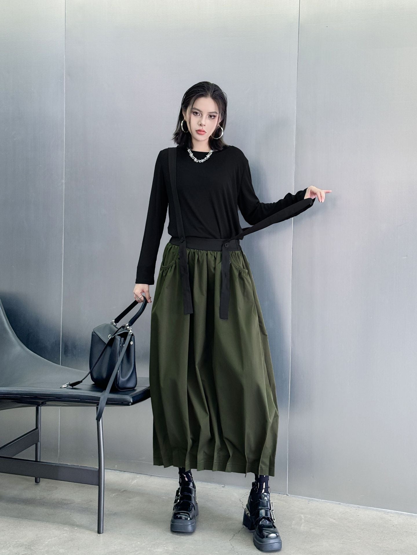 Hem Tuck Suspender Skirt