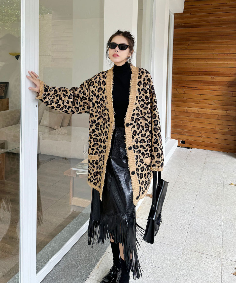 Leopard knit cardigan