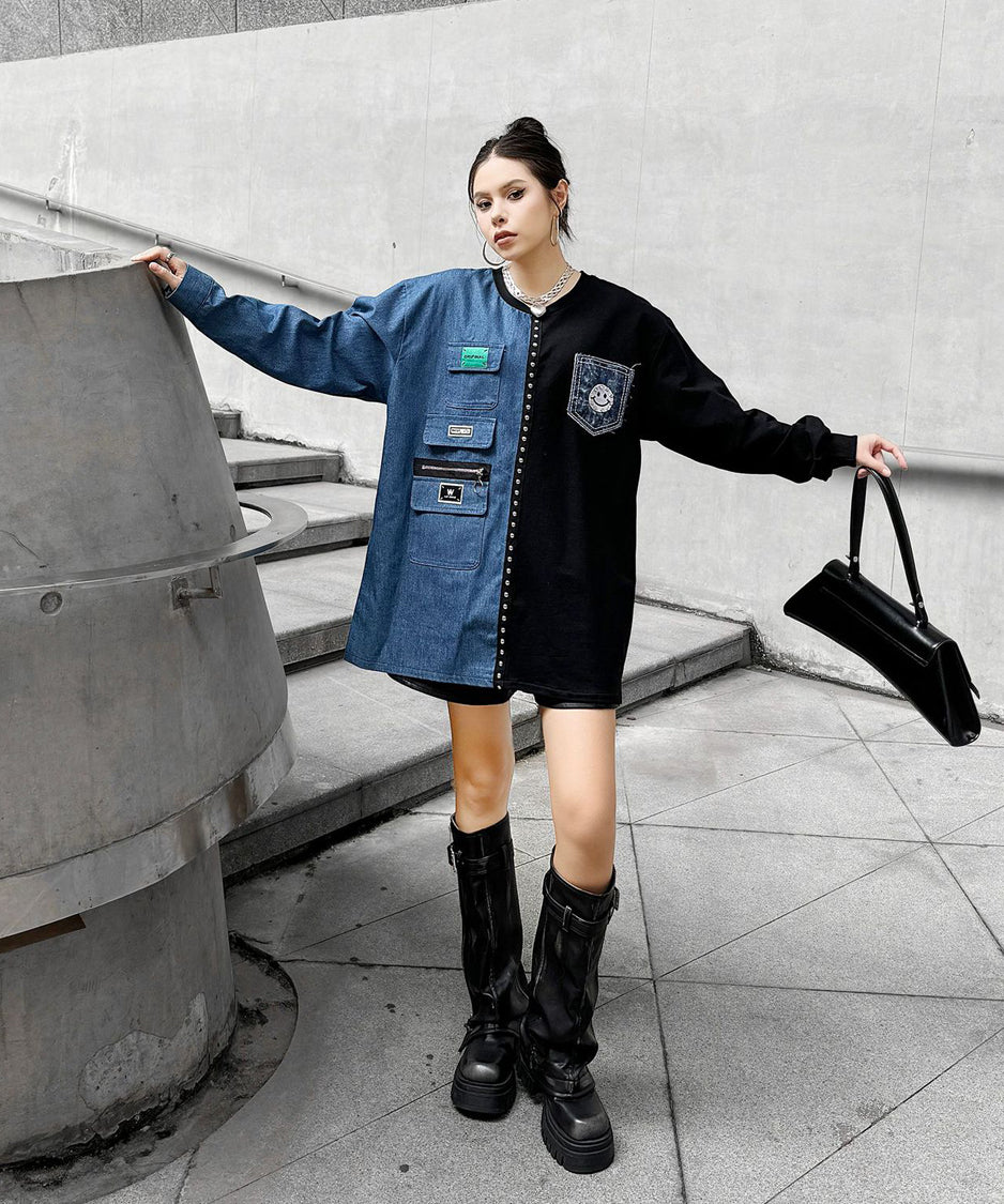 Denim contrast sweatshirt