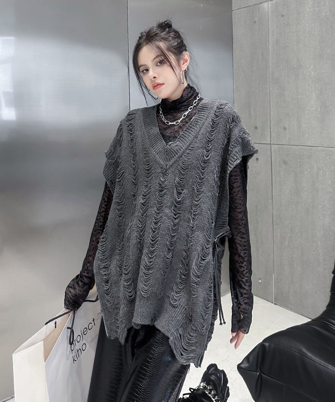 Side-zip knit vest
