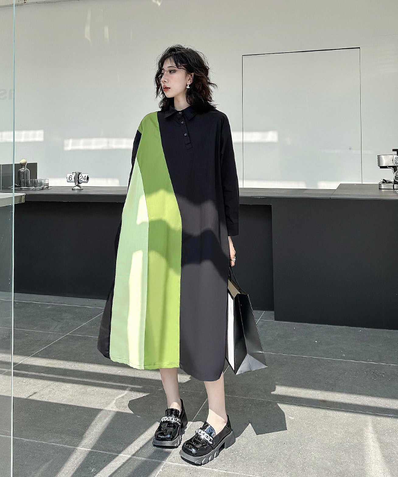 Contrast color polo dress