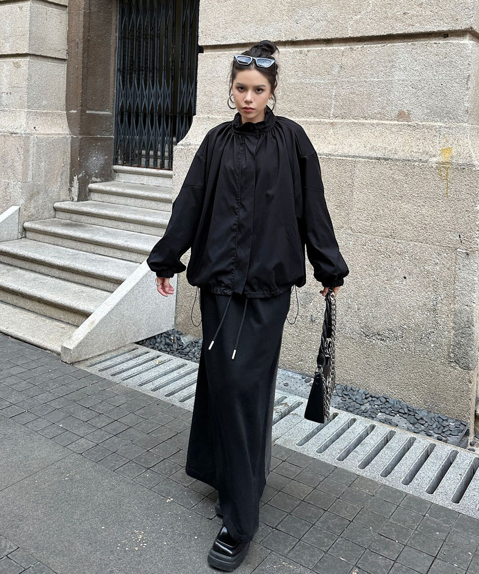 Bat Sleeve Zipper Blouson