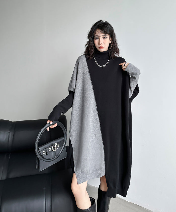 Two-tone knit dress