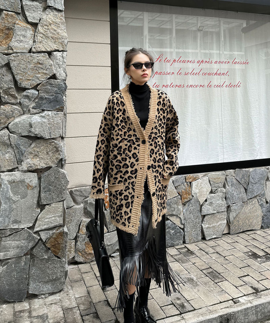 Leopard knit cardigan