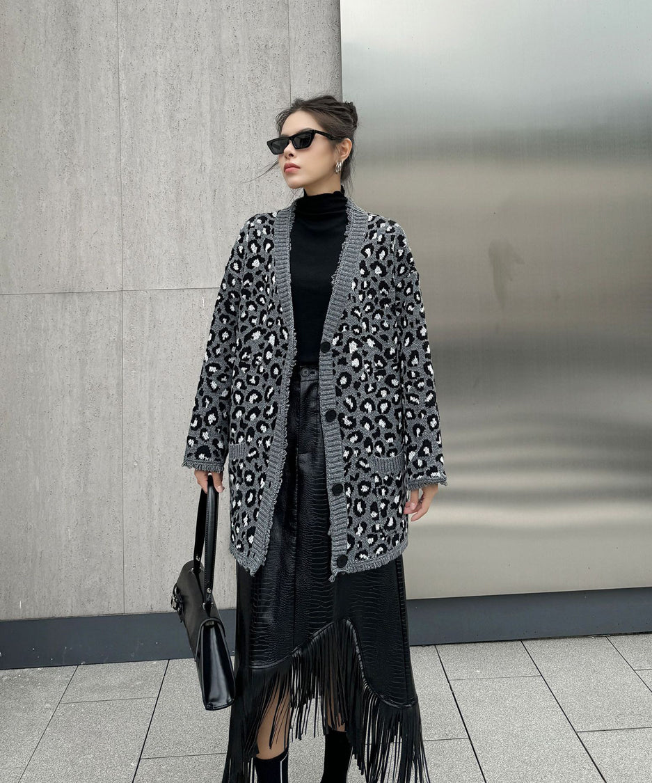 Leopard knit cardigan