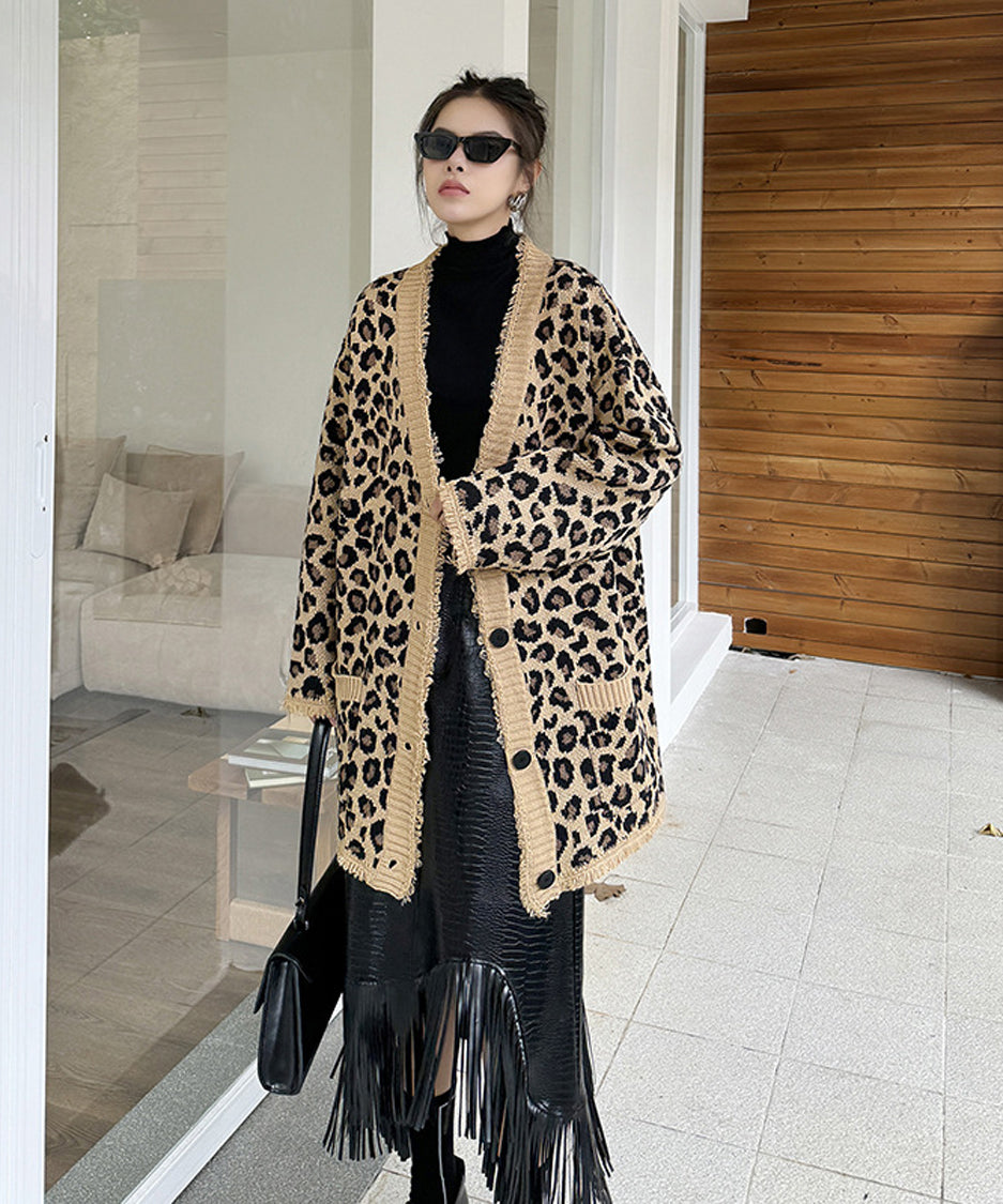 Leopard knit cardigan