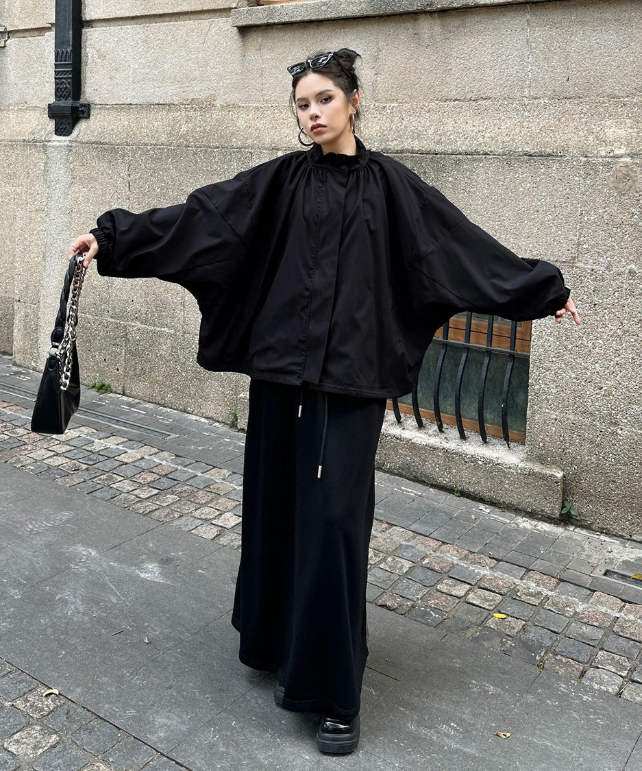 Bat Sleeve Zipper Blouson