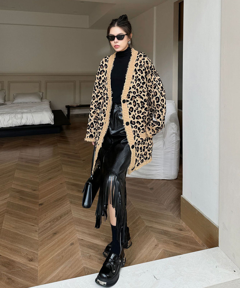 Leopard knit cardigan