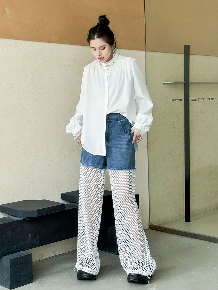 Splicing Lace Pants