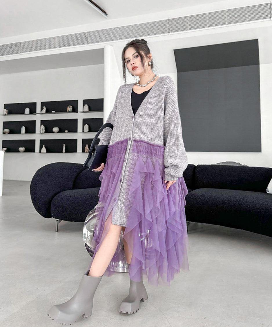 tiered mesh cardigan