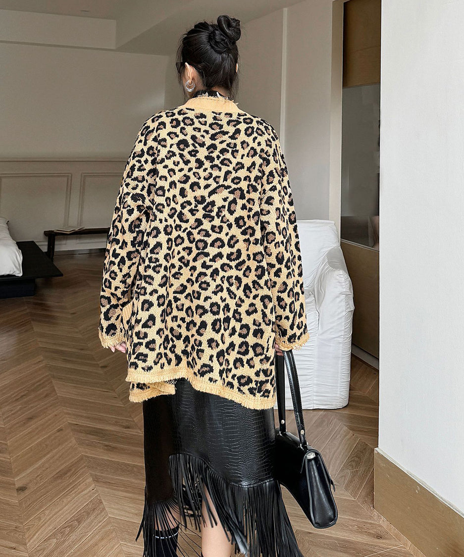 Leopard knit cardigan