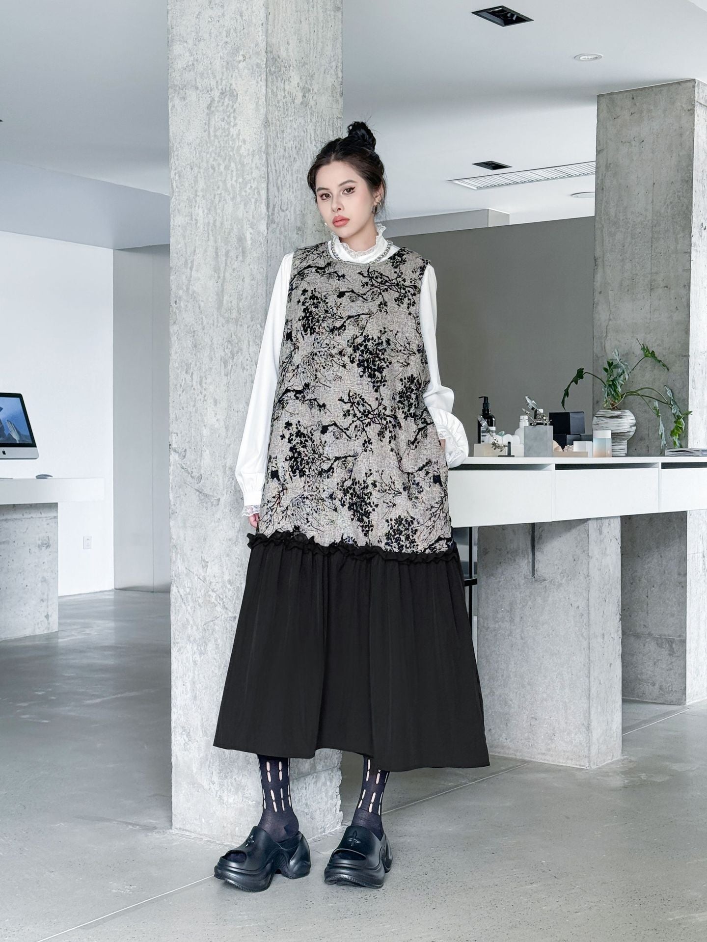 Jacquard splicing dress