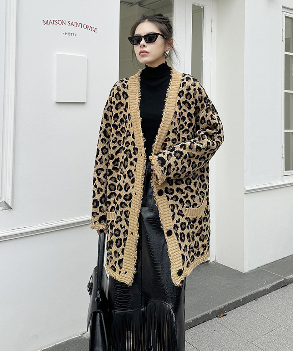 Leopard knit cardigan