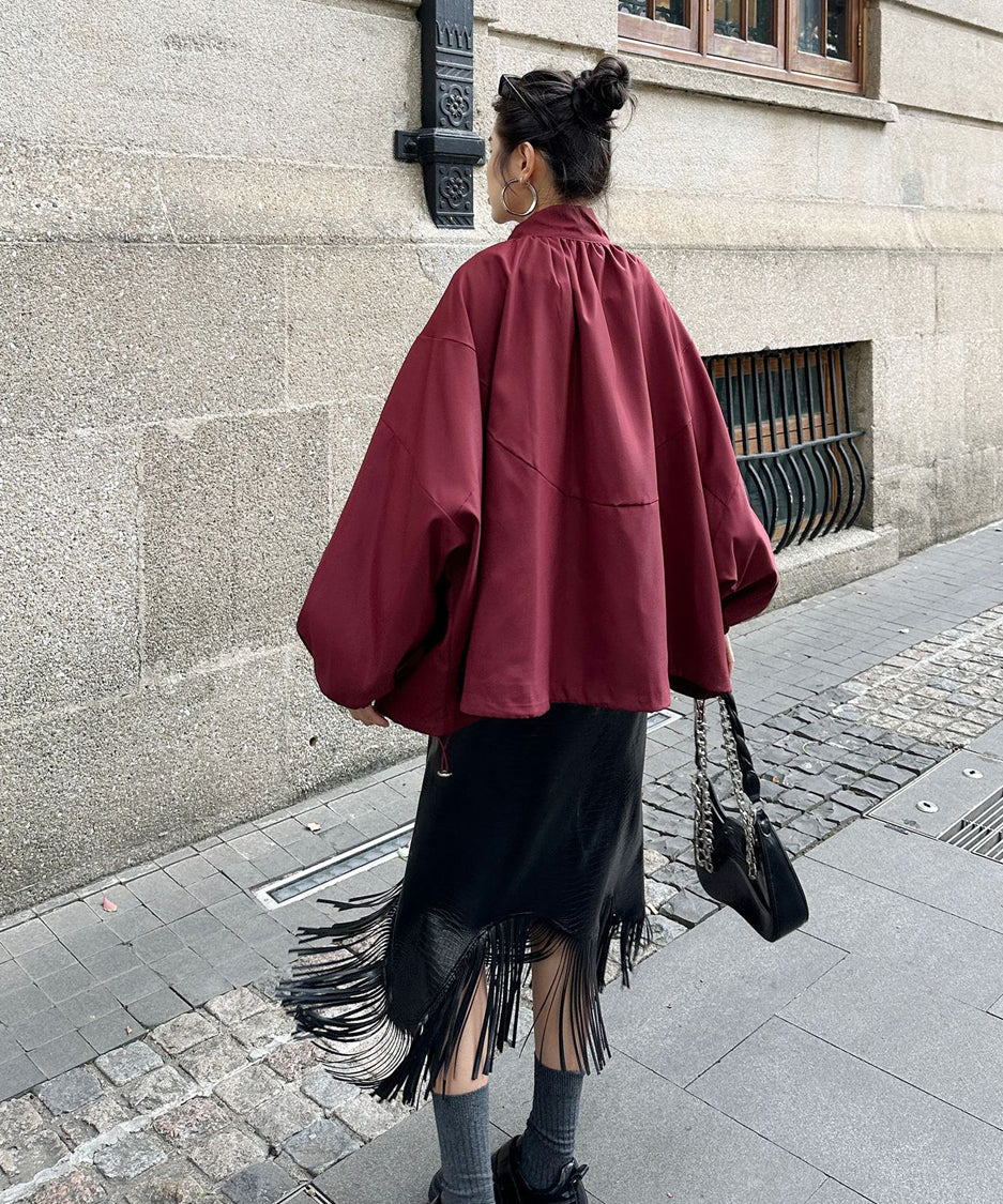 Bat Sleeve Zipper Blouson