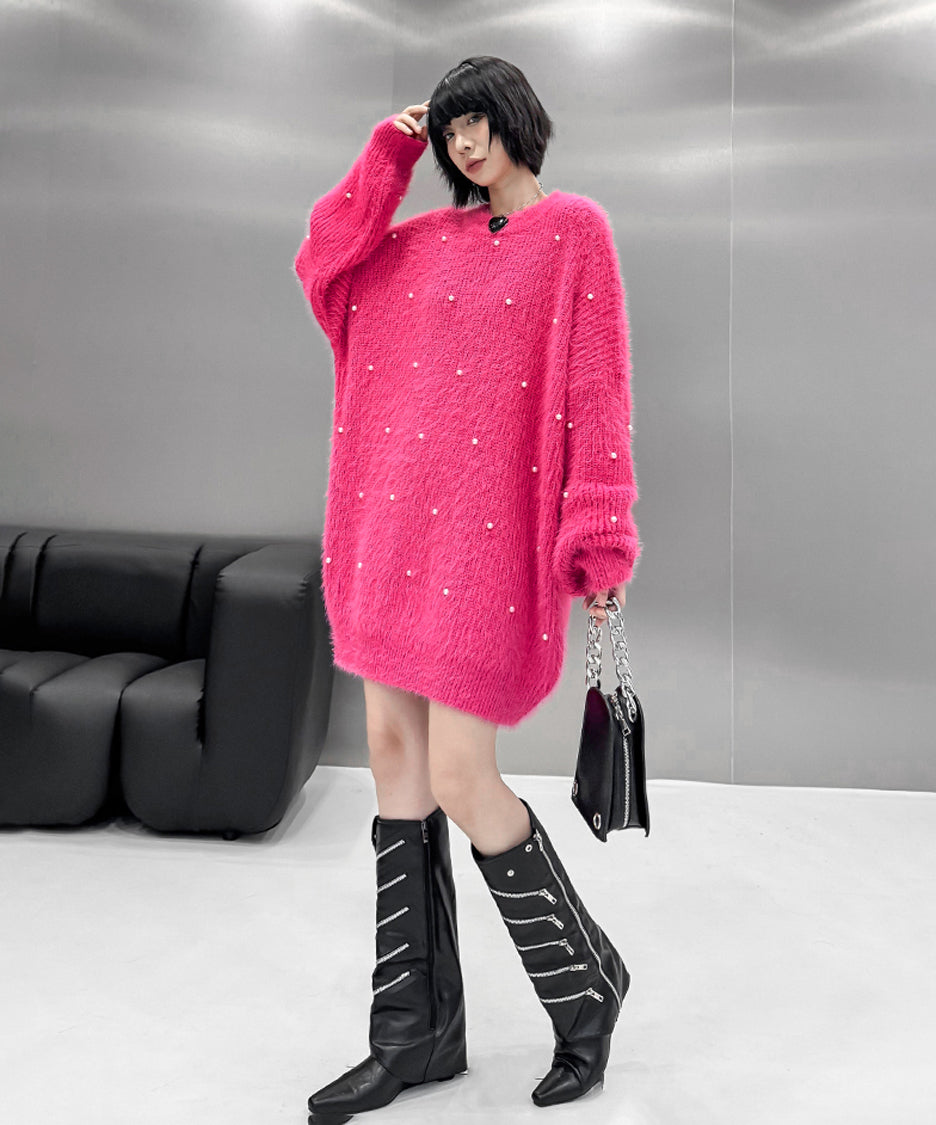 Pearl mohair loose knit