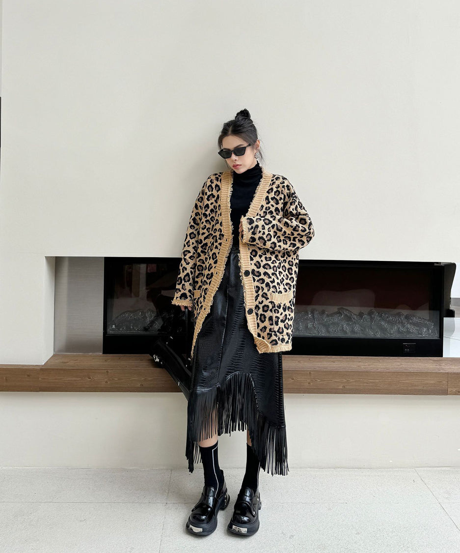 Leopard knit cardigan