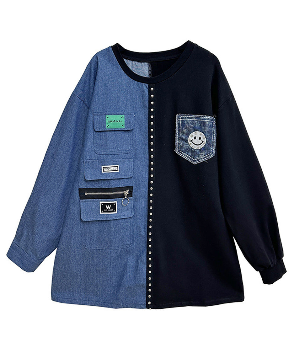 Denim contrast sweatshirt