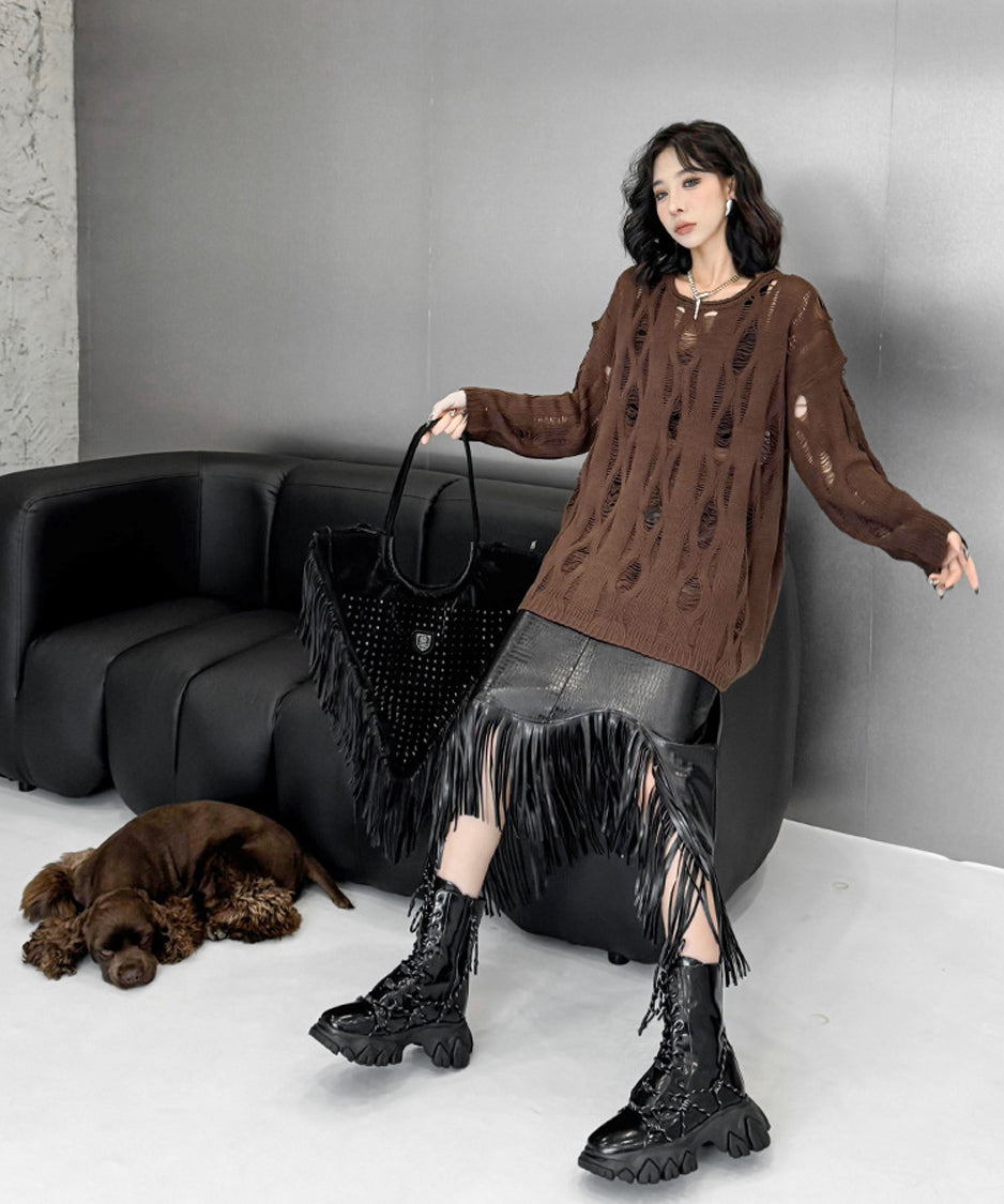 Ripped pullover knit