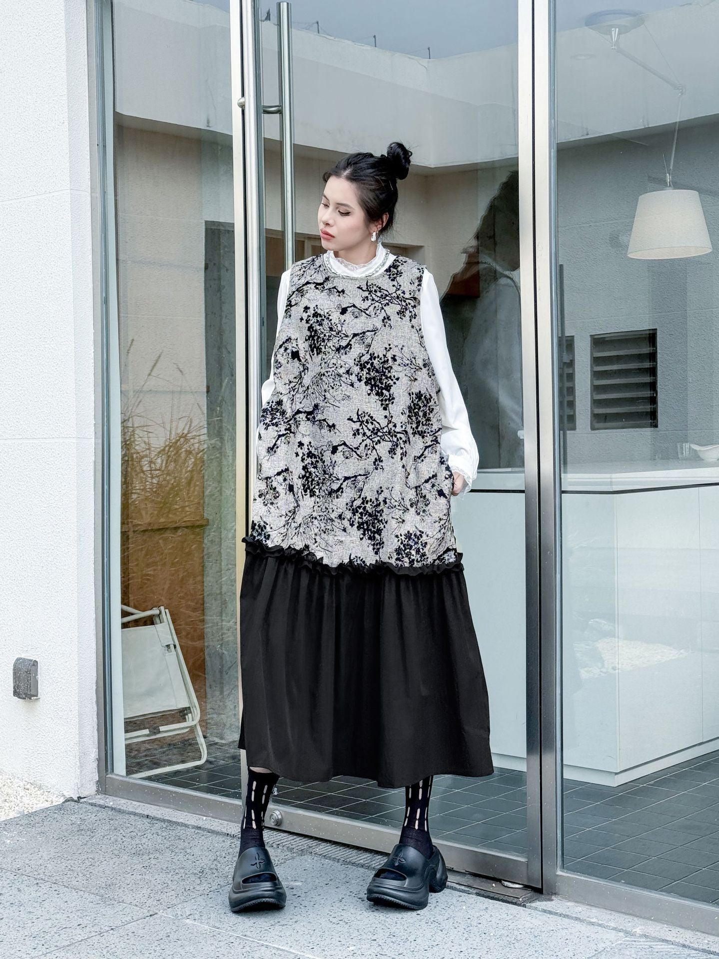 Jacquard splicing dress