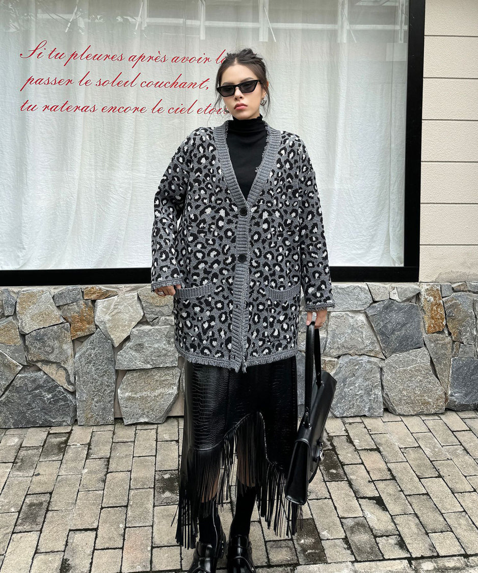 Leopard knit cardigan