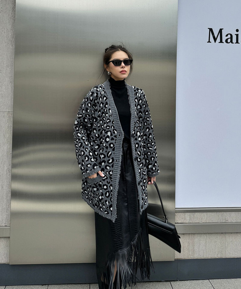 Leopard knit cardigan